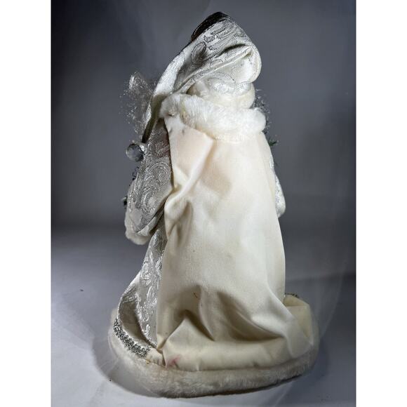 Vintage Father Christmas Tree Topper Santa Porcelain Head Hands Silver Crystal - Picture 5 of 16